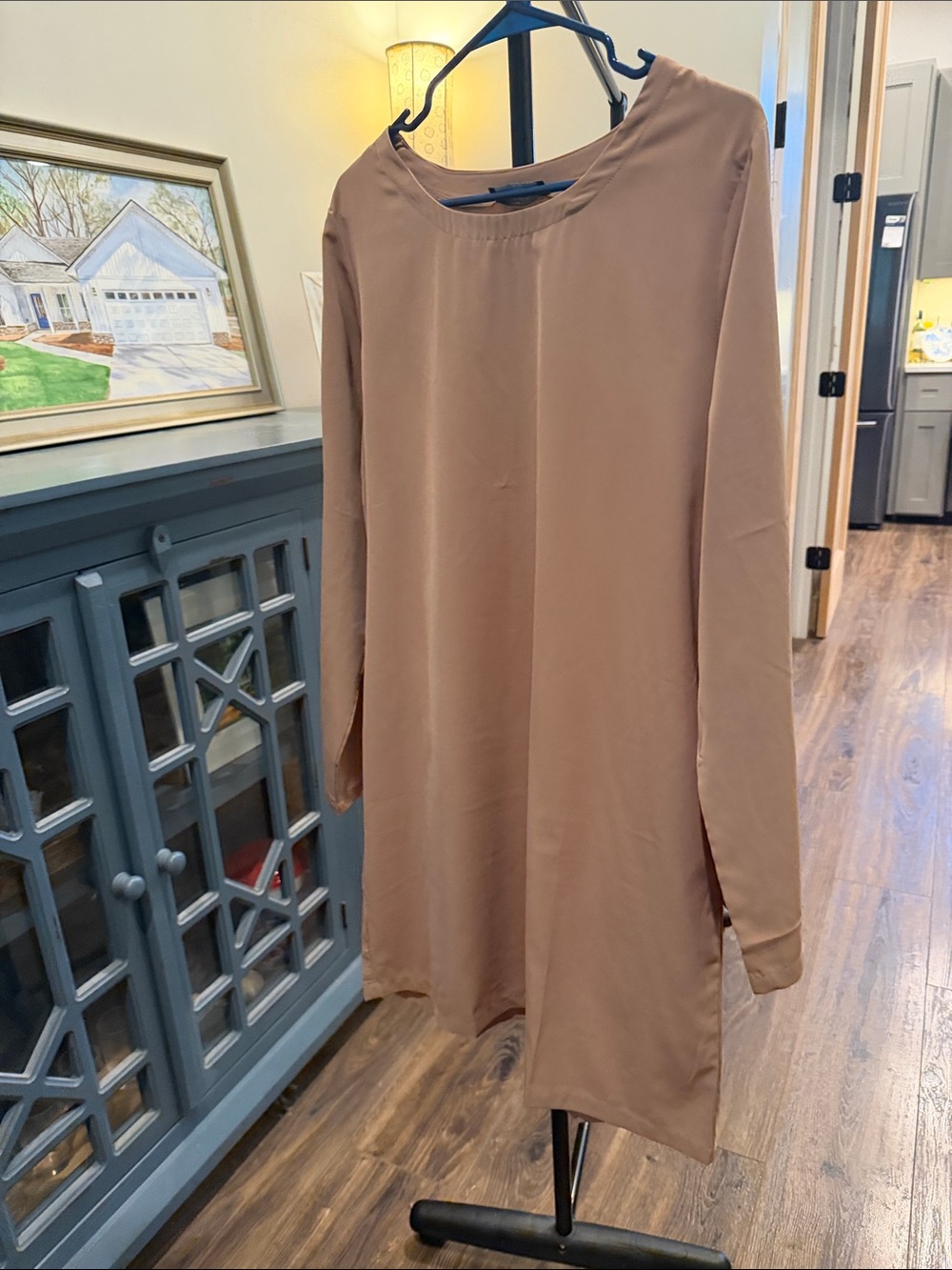 YOINS Long Sleeve Shift Dress in Taupe Brown